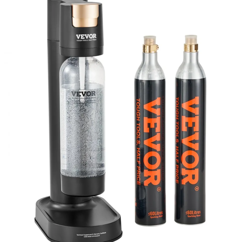 VEVOR Sparkling Water Maker, Soda Maker Machine for Home Carbonating, Seltzer Water Starter Kit with BPA-free 1L PET Bottle, 2 CO2 Cylinders, Compatible with Mainstream Screw-in 60L CO2 Cylinder