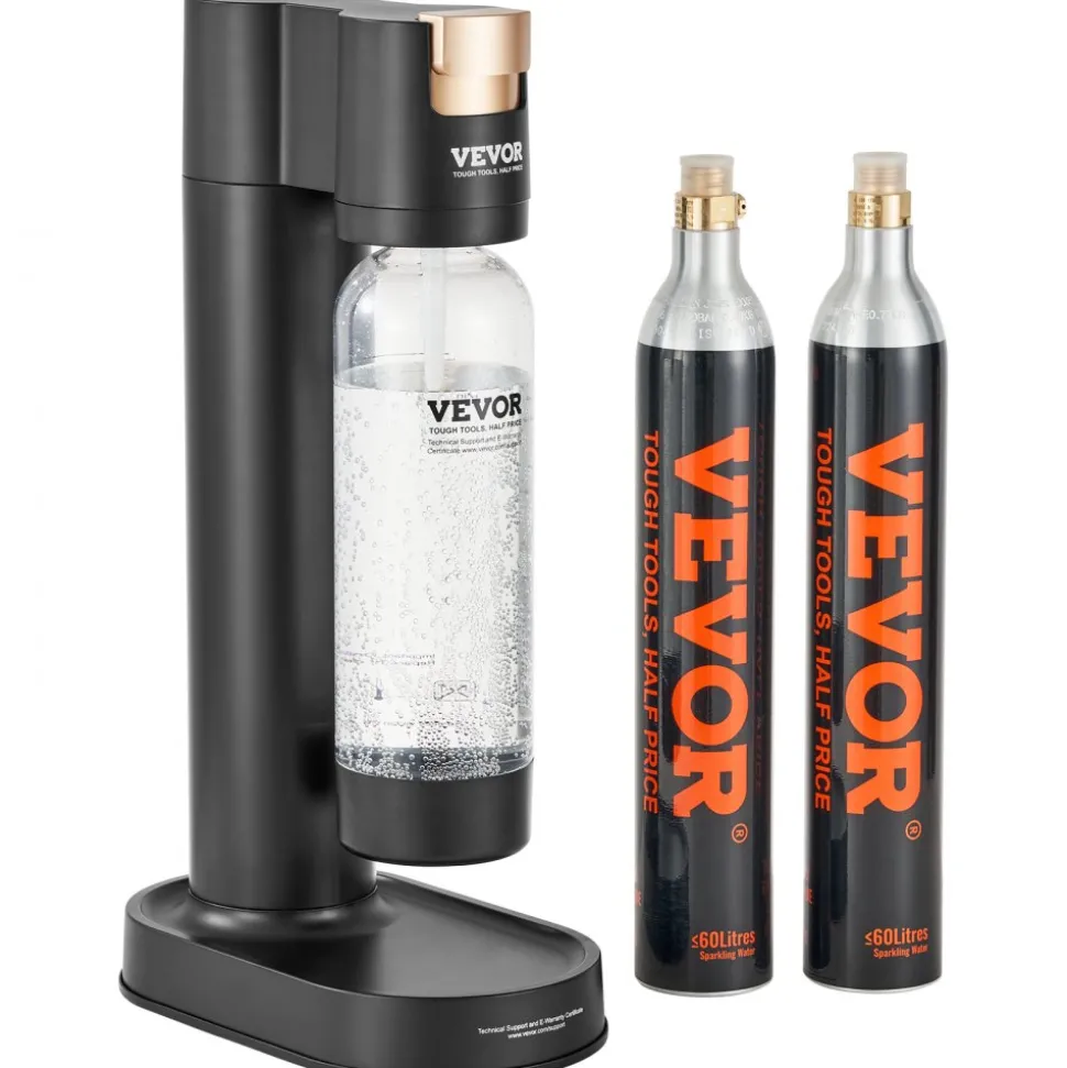 VEVOR Sparkling Water Maker, Soda Maker Machine for Home Carbonating, Seltzer Water Starter Kit with BPA-free 1L PET Bottle, 2 CO2 Cylinders, Compatible with Mainstream Screw-in 60L CO2 Cylinder