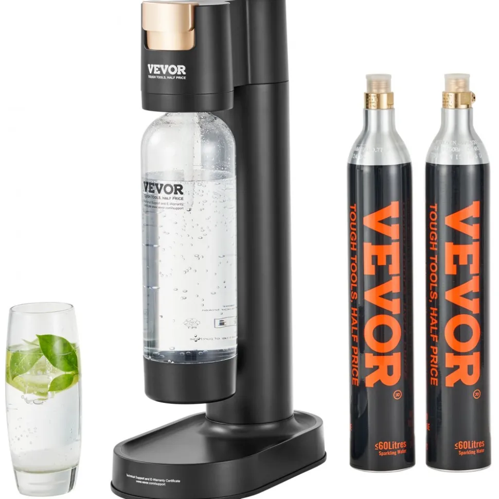 VEVOR Sparkling Water Maker, Soda Maker Machine for Home Carbonating, Seltzer Water Starter Kit with BPA-free 1L PET Bottle, 2 CO2 Cylinders, Compatible with Mainstream Screw-in 60L CO2 Cylinder