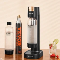 VEVOR Sparkling Water Maker, Soda Maker Machine for Home Carbonating, Seltzer Water Starter Kit with 2 BPA-free 1L PET Bottles, CO2 Cylinder, Compatible with Mainstream Screw-in 60L CO2 Cylinder
