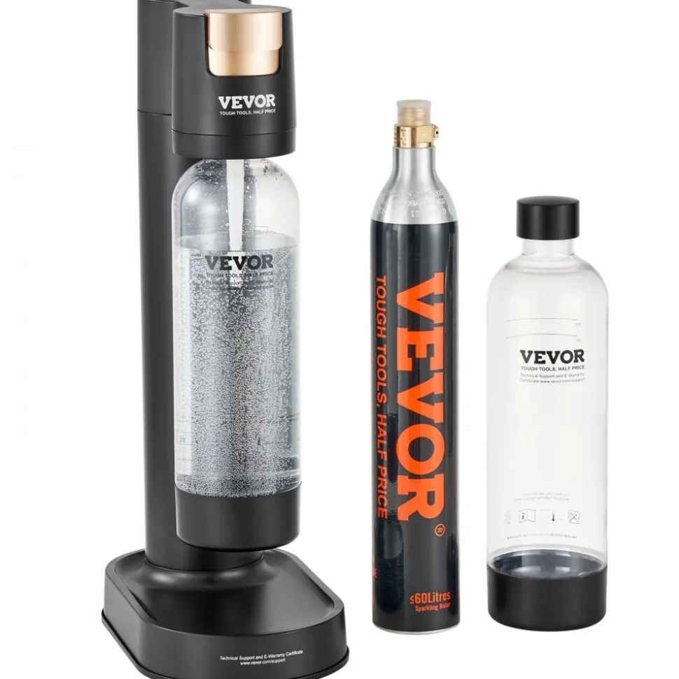 VEVOR Sparkling Water Maker, Soda Maker Machine for Home Carbonating, Seltzer Water Starter Kit with 2 BPA-free 1L PET Bottles, CO2 Cylinder, Compatible with Mainstream Screw-in 60L CO2 Cylinder