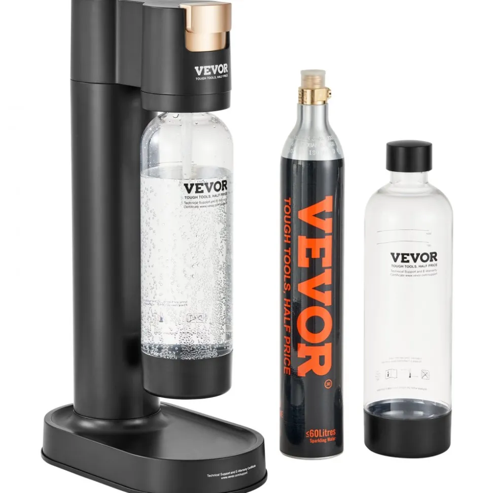 VEVOR Sparkling Water Maker, Soda Maker Machine for Home Carbonating, Seltzer Water Starter Kit with 2 BPA-free 1L PET Bottles, CO2 Cylinder, Compatible with Mainstream Screw-in 60L CO2 Cylinder