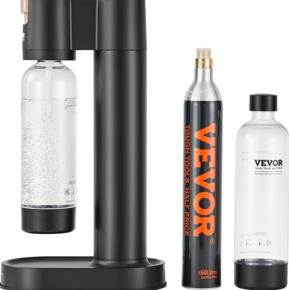 VEVOR Sparkling Water Maker, Soda Maker Machine for Home Carbonating, Seltzer Water Starter Kit with 2 BPA-free 1L PET Bottles, CO2 Cylinder, Compatible with Mainstream Screw-in 60L CO2 Cylinder
