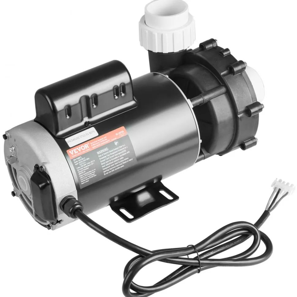 VEVOR 2 Speed SPA Pump, 56-Frame, AC220-240V Hot Tub SPA Pump, 3HP/200GPM/65.61ft High Speed or 0.4HP/100GPM/16.07ft Low Speed, 2" Port 90° Rotational Interface for Hot Tub, Tested to UL Standards