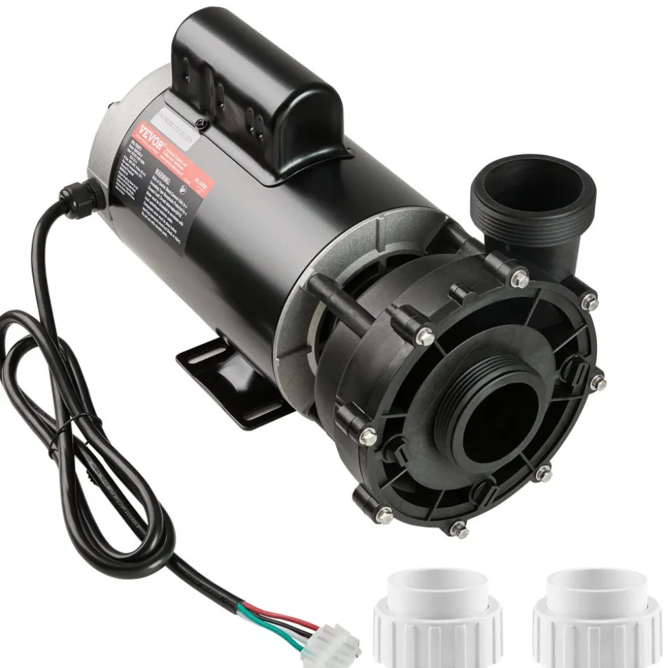 VEVOR 2 Speed SPA Pump, 56-Frame, AC220-240V Hot Tub SPA Pump, 3HP/200GPM/65.61ft High Speed or 0.4HP/100GPM/16.07ft Low Speed, 2" Port 90° Rotational Interface for Hot Tub, Tested to UL Standards