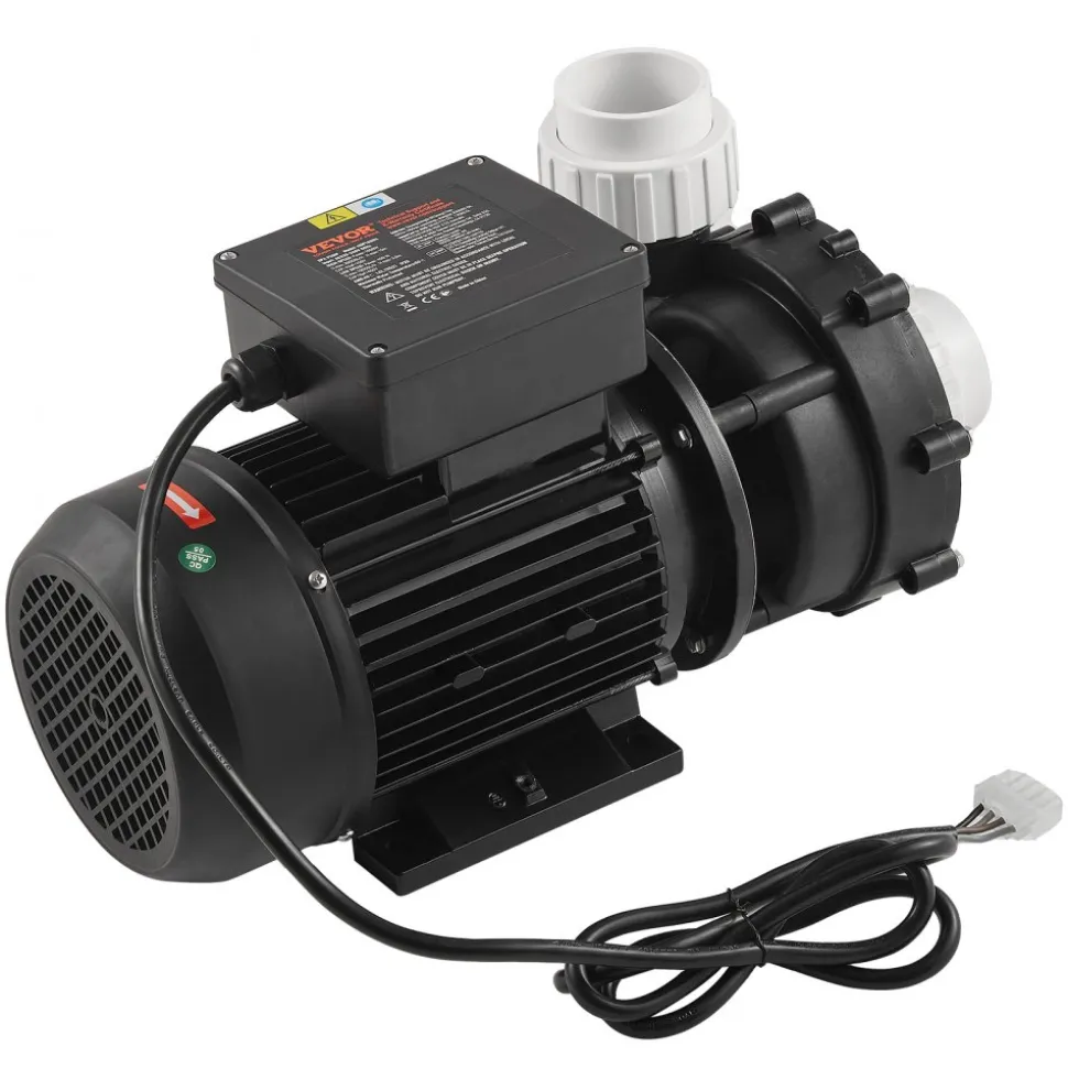 VEVOR 2 Speed SPA Pump, 48-Frame, AC 110-120V Hot Tub SPA Pump, 1.5HP/150GPM/42.65ft High Speed or 0.46HP/70GPM/9.18ft Low Speed, 2" Port 90° Rotational Interface for Hot Tub, Tested to UL Standards