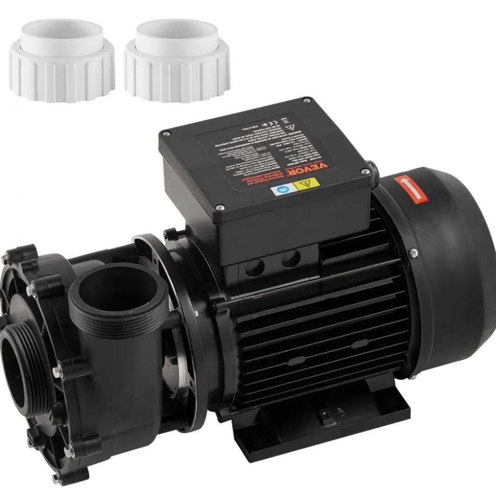 VEVOR 2 Speed SPA Pump, 48-Frame, AC 110-120V Hot Tub SPA Pump, 1.5HP/150GPM/42.65ft High Speed or 0.46HP/70GPM/9.18ft Low Speed, 2" Port 90° Rotational Interface for Hot Tub, Tested to UL Standards