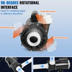 VEVOR 2 Speed SPA Pump, 56-Frame, AC 220-240V Hot Tub SPA Pump, 4HP/210GPM/65.61ft High Speed or 0.7HP/103GPM/16.07ft Low Speed, 2
