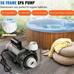 VEVOR 2 Speed SPA Pump, 56-Frame, AC 220-240V Hot Tub SPA Pump, 4HP/210GPM/65.61ft High Speed or 0.7HP/103GPM/16.07ft Low Speed, 2