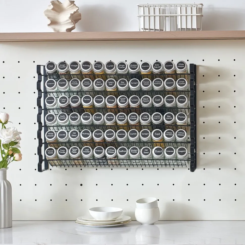VEVOR Spice Rack Organizer for Cabinet, Spice Organizer with 72 Empty Spice Jars, Lids, Spice Labels, and Funnel Complete Set, Seasoning Organizer for Countertop, Kitchen, Pantry, Cupboard, 23x16 in
