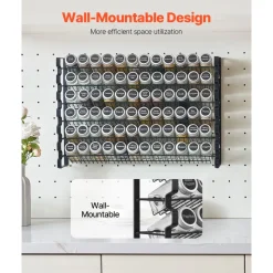 VEVOR Spice Rack Organizer for Cabinet, Spice Organizer with 72 Empty Spice Jars, Lids, Spice Labels, and Funnel Complete Set, Seasoning Organizer for Countertop, Kitchen, Pantry, Cupboard, 23x16 in