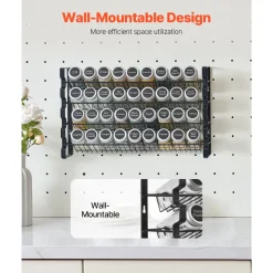 VEVOR Spice Rack Organizer for Cabinet, Spice Organizer with 36 Empty Spice Jars, Lids, Spice Labels, and Funnel Complete Set, Seasoning Organizer for Countertop, Kitchen, Pantry, Cupboard, 18x11 in
