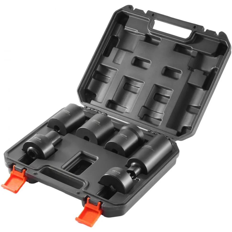 VEVOR Spindle Nut Socket Tool Kit, 1/2 inch Drive 6 Piece Axle Hub Nut Socket Set, for Toyota, Ford, 4WD Vehicles and GM Vehicles, with Storage Case, Axle Spindle Nut Retainers Remover