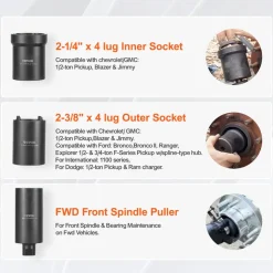 VEVOR Spindle Nut Socket Tool Kit, 1/2 inch Drive 6 Piece Axle Hub Nut Socket Set, for Toyota, Ford, 4WD Vehicles and GM Vehicles, with Storage Case, Axle Spindle Nut Retainers Remover