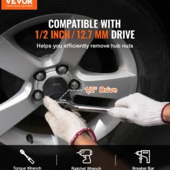 VEVOR Spindle Nut Socket Tool Kit, 1/2 inch Drive 6 Piece Axle Hub Nut Socket Set, for Toyota, Ford, 4WD Vehicles and GM Vehicles, with Storage Case, Axle Spindle Nut Retainers Remover