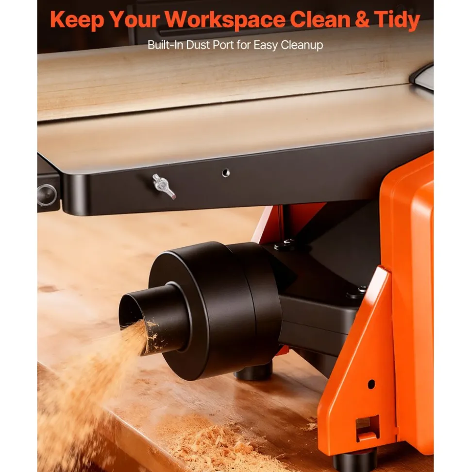VEVOR Spiral Benchtop Jointer, 8 Inch, 2 HP 8500 RPM Bench Top Wood Jointer, with 18-Blade Spiral Cutterhead, Extendable Cast Aluminum Table, Up to 1/8 in Depth, Adjustable Fence, for Woodworking DIY