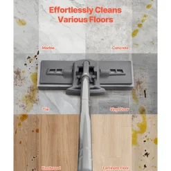 VEVOR Sponge Mop, High-Density PU Sponge Mop with 1 Pcs Sponge Mop Replacement , Easy to Squeeze Sponge Mop with Hook & Loop for Head Change, Fit for Various Floors’ Cleaning