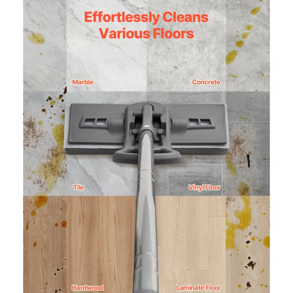 VEVOR Sponge Mop, High-Density PU Sponge Mop with 1 Pcs Sponge Mop Replacement , Easy to Squeeze Sponge Mop with Hook & Loop for Head Change, Fit for Various Floors’ Cleaning