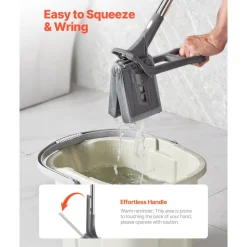 VEVOR Sponge Mop, High-Density PU Sponge Mop with 1 Pcs Sponge Mop Replacement , Easy to Squeeze Sponge Mop with Hook & Loop for Head Change, Fit for Various Floors’ Cleaning