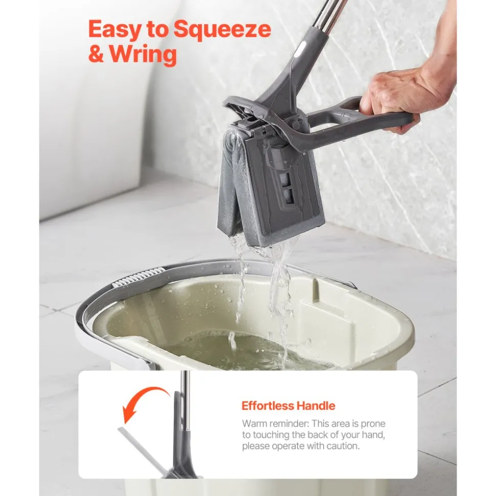 VEVOR Sponge Mop, High-Density PU Sponge Mop with 1 Pcs Sponge Mop Replacement , Easy to Squeeze Sponge Mop with Hook & Loop for Head Change, Fit for Various Floors’ Cleaning