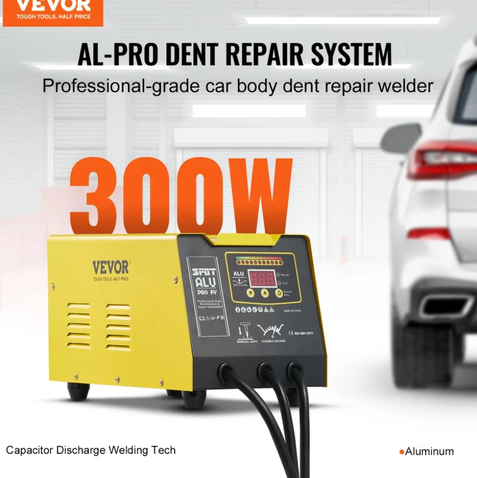 VEVOR Spot Welder Dent Puller, 300W Stud Welder Dent Repair Kit with Heat Gun, Auto/Manual Welding Mode, 110V Auto Body Spot Welding Dent Repair Machine for Aluminum Car Body Panels Repair