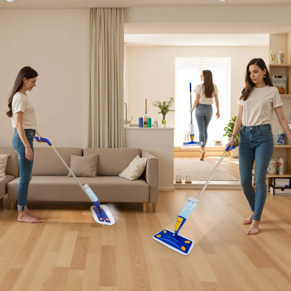 VEVOR Spray Mop, with 3 Washable Pads for Dry and Wet Floor Cleaning and a 27oz Refillable Water Tank, Microfiber Dust Wet Mop & Twisted Cotton Dry Mop, Commercial Home Use for Tiles/Vinyl/Wood Floor