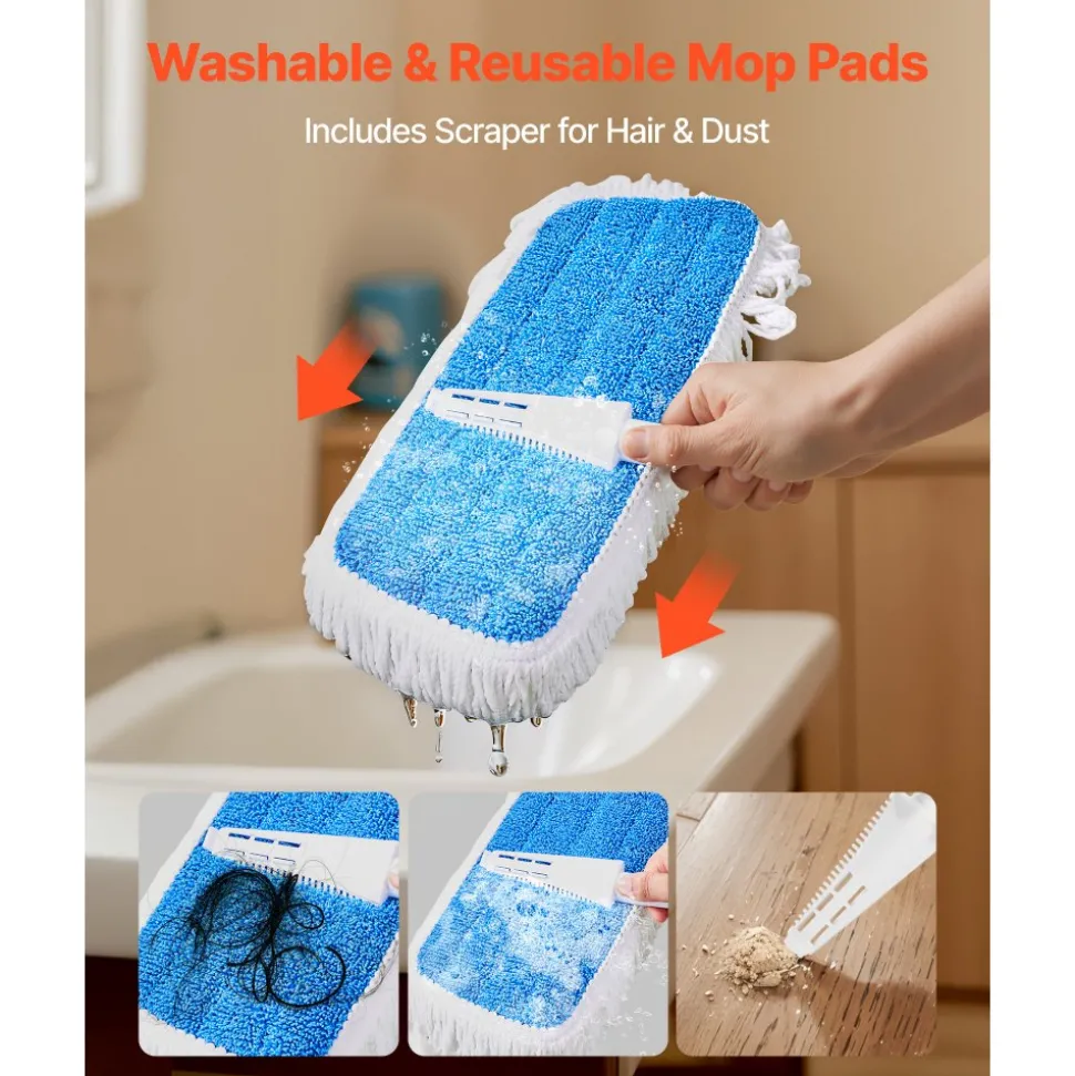 VEVOR Spray Mop, with 3 Washable Pads for Dry and Wet Floor Cleaning and a 27oz Refillable Water Tank, Microfiber Dust Wet Mop & Twisted Cotton Dry Mop, Commercial Home Use for Tiles/Vinyl/Wood Floor