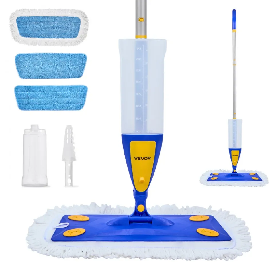 VEVOR Spray Mop, with 3 Washable Pads for Dry and Wet Floor Cleaning and a 27oz Refillable Water Tank, Microfiber Dust Wet Mop & Twisted Cotton Dry Mop, Commercial Home Use for Tiles/Vinyl/Wood Floor