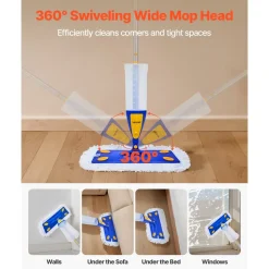 VEVOR Spray Mop, with 3 Washable Pads for Dry and Wet Floor Cleaning and a 27oz Refillable Water Tank, Microfiber Dust Wet Mop & Twisted Cotton Dry Mop, Commercial Home Use for Tiles/Vinyl/Wood Floor