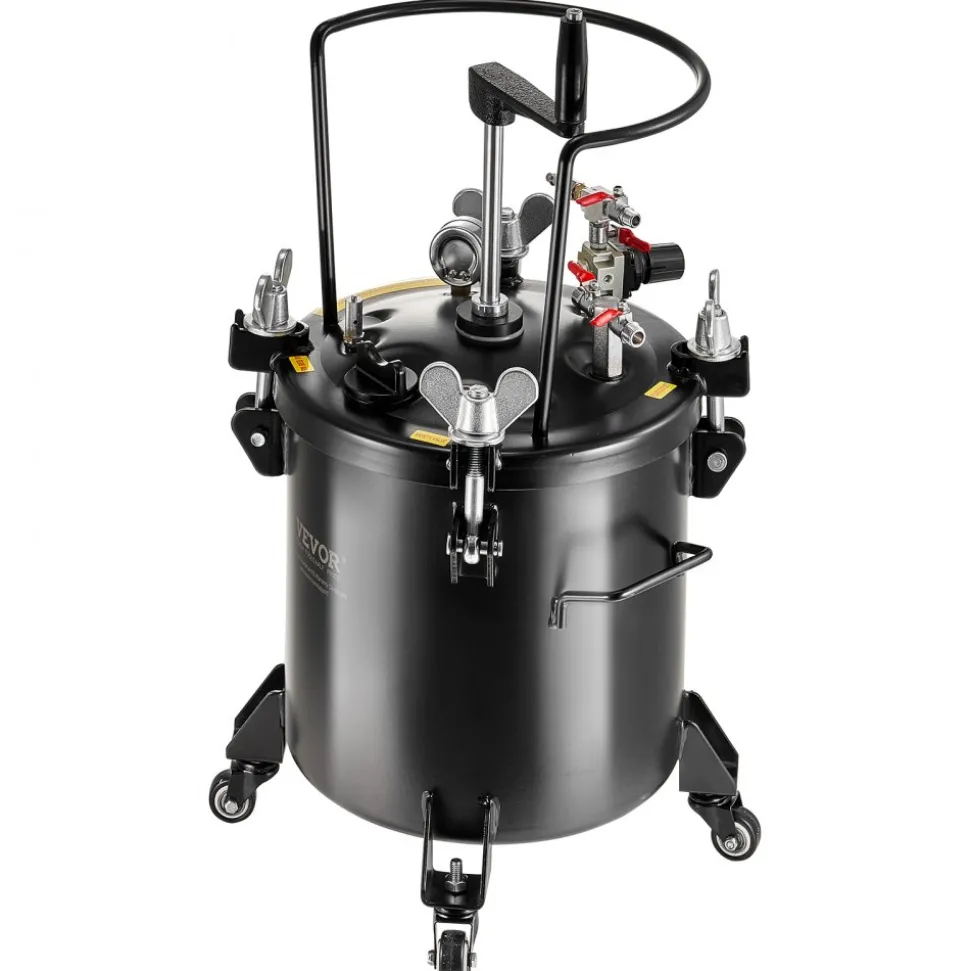 VEVOR Spray Paint Pressure Pot, 20L/5gal Pressure Pot Tank, 70 psi Adjustale Pressure, Steel Pressure Pot Paint Tank with Casters and Leak Repair Sealant, for Home Decor and Industry Painting