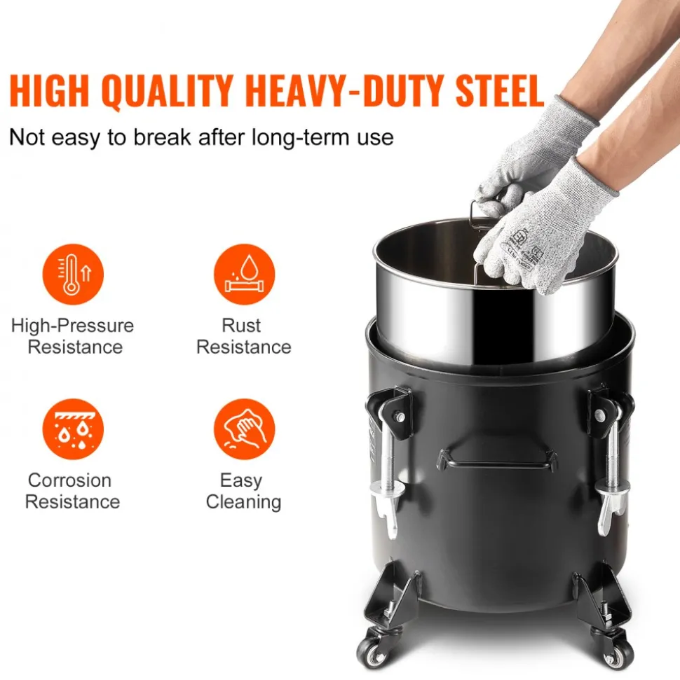 VEVOR Spray Paint Pressure Pot, 20L/5gal Pressure Pot Tank, 70 psi Adjustale Pressure, Steel Pressure Pot Paint Tank with Casters and Leak Repair Sealant, for Home Decor and Industry Painting