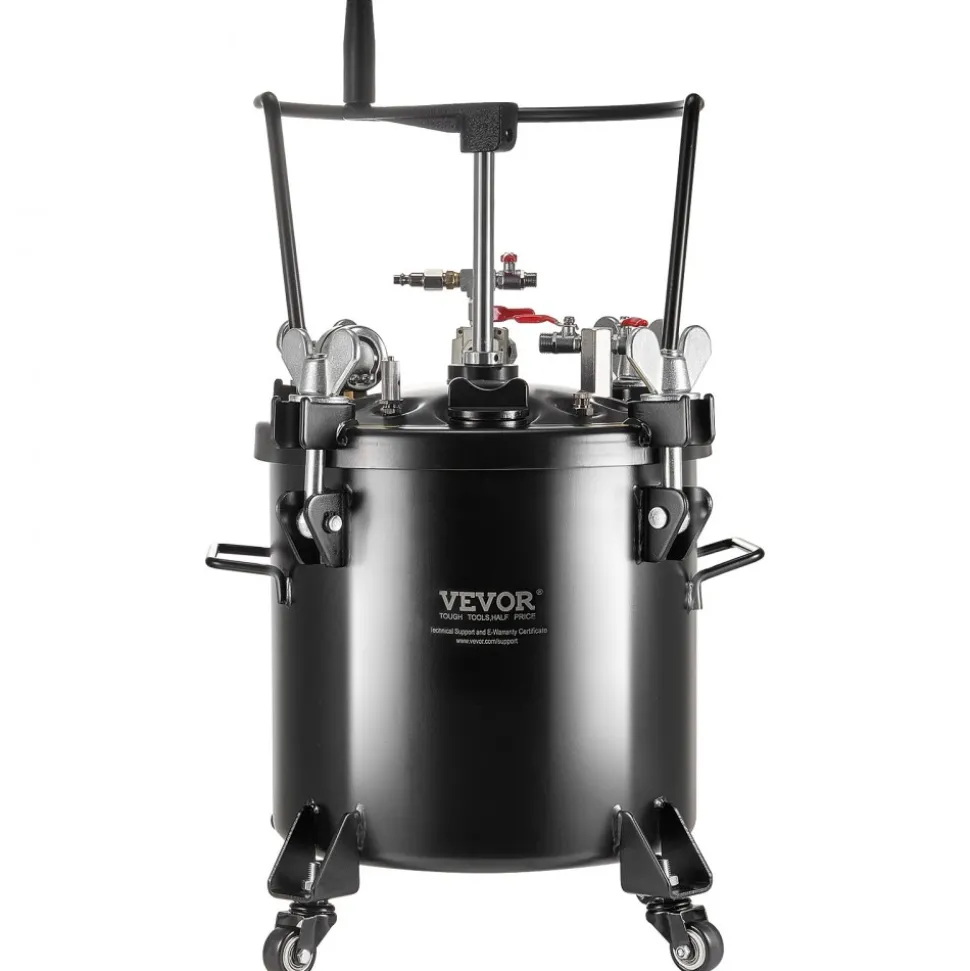 VEVOR Spray Paint Pressure Pot, 20L/5gal Pressure Pot Tank, 70 psi Adjustale Pressure, Steel Pressure Pot Paint Tank with Casters and Leak Repair Sealant, for Home Decor and Industry Painting
