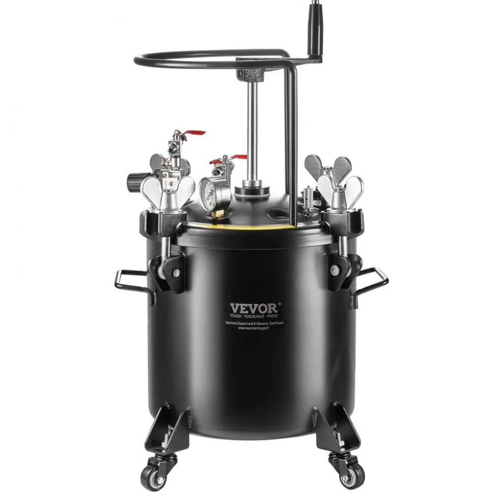 VEVOR Spray Paint Pressure Pot, 20L/5gal Pressure Pot Tank, 70 psi Adjustale Pressure, Steel Pressure Pot Paint Tank with Casters and Leak Repair Sealant, for Home Decor and Industry Painting