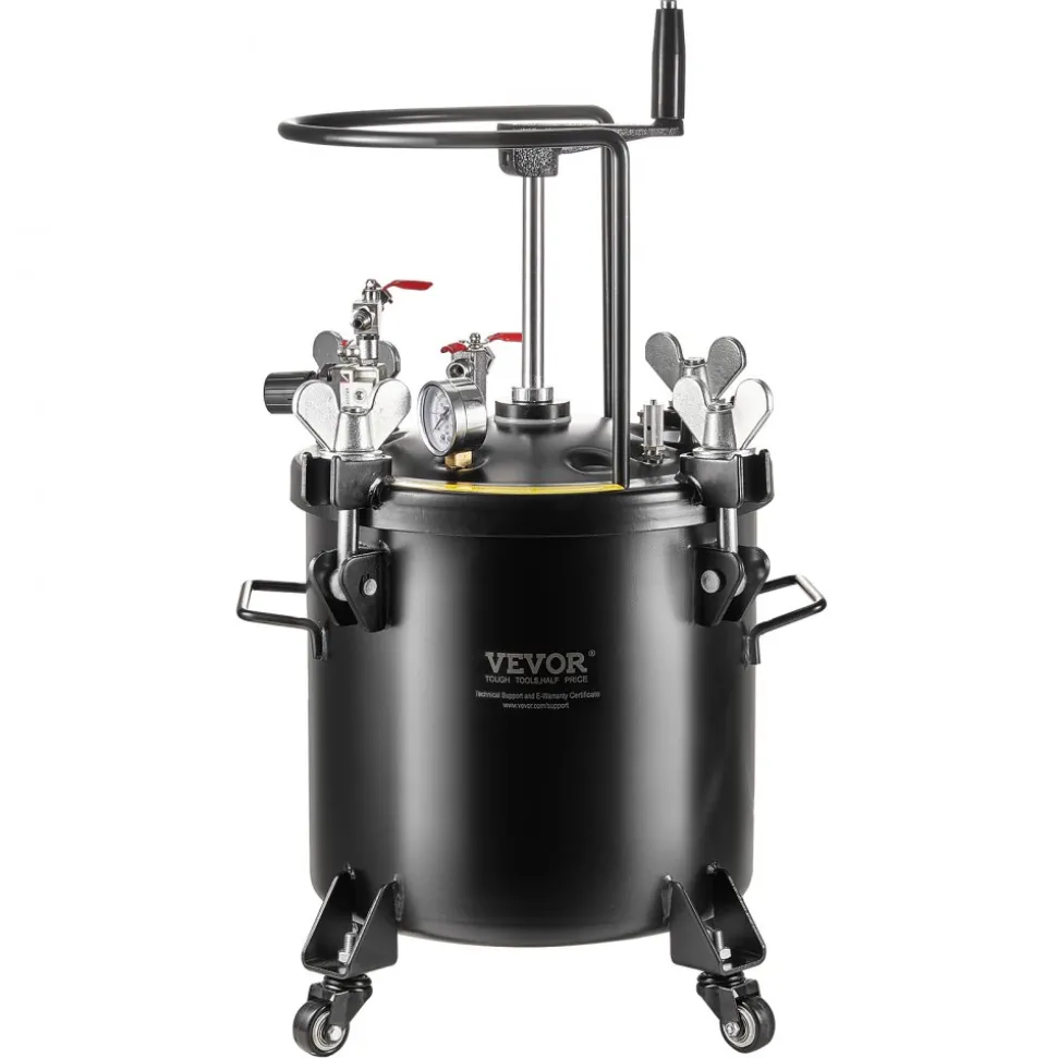 VEVOR Spray Paint Pressure Pot, 20L/5gal Pressure Pot Tank, 70 psi Adjustale Pressure, Steel Pressure Pot Paint Tank with Casters and Leak Repair Sealant, for Home Decor and Industry Painting