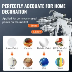 VEVOR Spray Paint Pressure Pot Tank, 10L/2.5gal Air Paint Pressure Pot, 1.5mm+4mm Two Nozzles Two Spray Paint Guns, 60PSI Max, for Industry Home Decor Architecture Construction Automotive Painting
