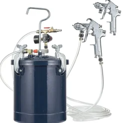 VEVOR Spray Paint Pressure Pot Tank, 10L/2.5gal Air Paint Pressure Pot, 1.5mm+4mm Two Nozzles Two Spray Paint Guns, 60PSI Max, for Industry Home Decor Architecture Construction Automotive Painting