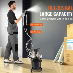 VEVOR Spray Paint Pressure Pot, 10 L/2.5 gal Fully Automatic Stirring Pressure Pot Tank, 70 psi Adjustale Pressure, Pressure Pot Paint Tank with Spray Gun and Hoses, for Home Decor Industry Painting