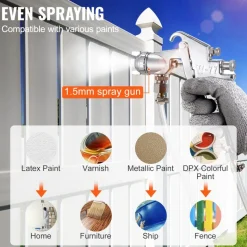 VEVOR Spray Paint Pressure Pot, 10 L/2.5 gal Fully Automatic Stirring Pressure Pot Tank, 70 psi Adjustale Pressure, Pressure Pot Paint Tank with Spray Gun and Hoses, for Home Decor Industry Painting