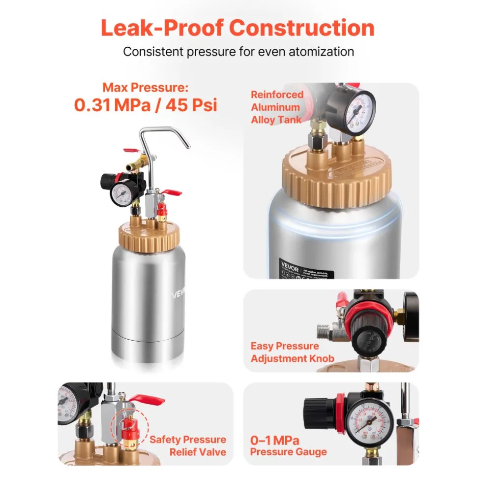 VEVOR Spray Paint Pressure Pot Tank, 30L/8gal Air Paint Pressure Pot with Manual Mixing Agitator, Leak Repair Sealant for Industry Home Decor Architecture Construction Automotive Painting, 70PSI Max