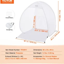 VEVOR Spray Paint Shelter, 40 x 35 x 40 in Pop-Up Portable Spray Paint Tent with Built-In Floor, Exhaust Window and Storage Bag, Foldable Paint Booth for Furniture, DIY Hobby Tool Painting Station