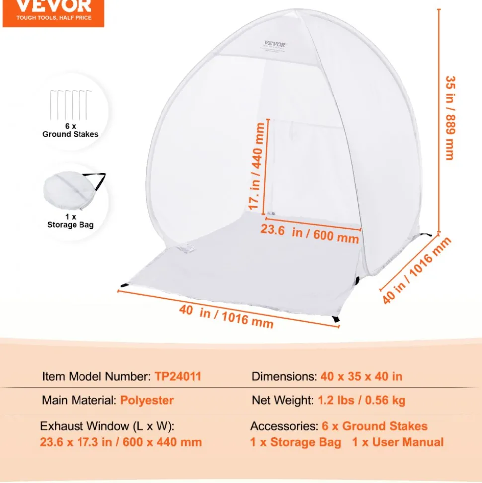 VEVOR Spray Paint Shelter, 40 x 35 x 40 in Pop-Up Portable Spray Paint Tent with Built-In Floor, Exhaust Window and Storage Bag, Foldable Paint Booth for Furniture, DIY Hobby Tool Painting Station