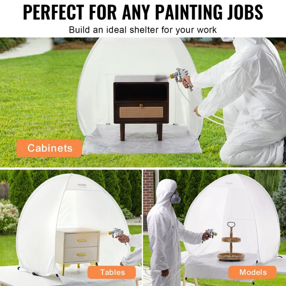 VEVOR Spray Paint Shelter, 40 x 35 x 40 in Pop-Up Portable Spray Paint Tent with Built-In Floor, Exhaust Window and Storage Bag, Foldable Paint Booth for Furniture, DIY Hobby Tool Painting Station