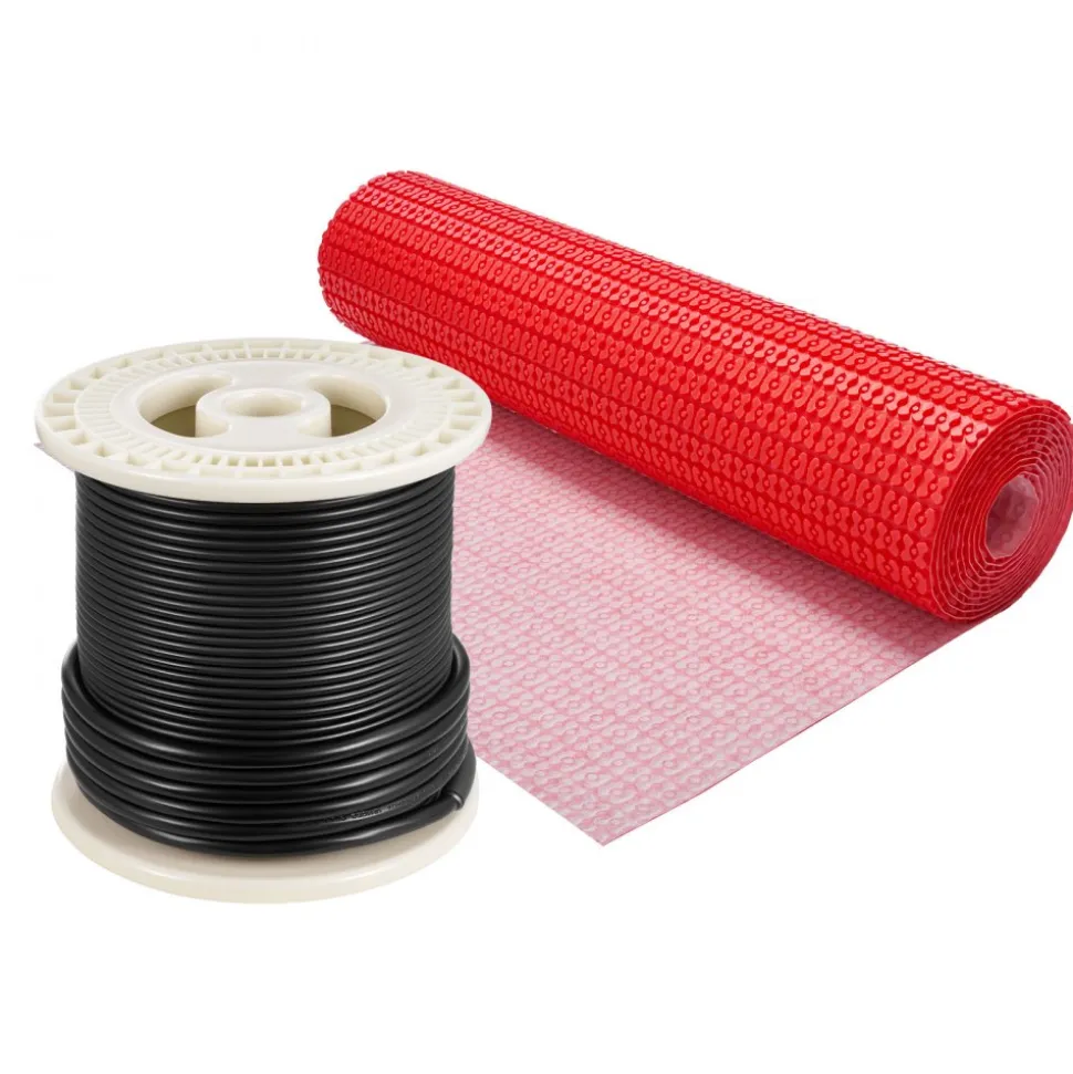 VEVOR 50 sqft Floor Heating Mat System, 120V Electric Radiant Heated Floor System, with Decoupling Membrane & Smart Control Thermostat & Alarm, Easy Installation for Tile, Stone, Vinyl