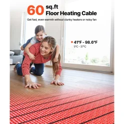 VEVOR 100 sqft Floor Heating Mat System, 120V Electric Radiant Heated Floor System, with Decoupling Membrane & Smart Control Thermostat & Alarm, Easy Installation for Tile, Stone, Vinyl
