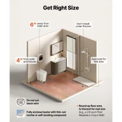 VEVOR 100 sqft Floor Heating Mat System, 120V Electric Radiant Heated Floor System, with Decoupling Membrane & Smart Control Thermostat & Alarm, Easy Installation for Tile, Stone, Vinyl