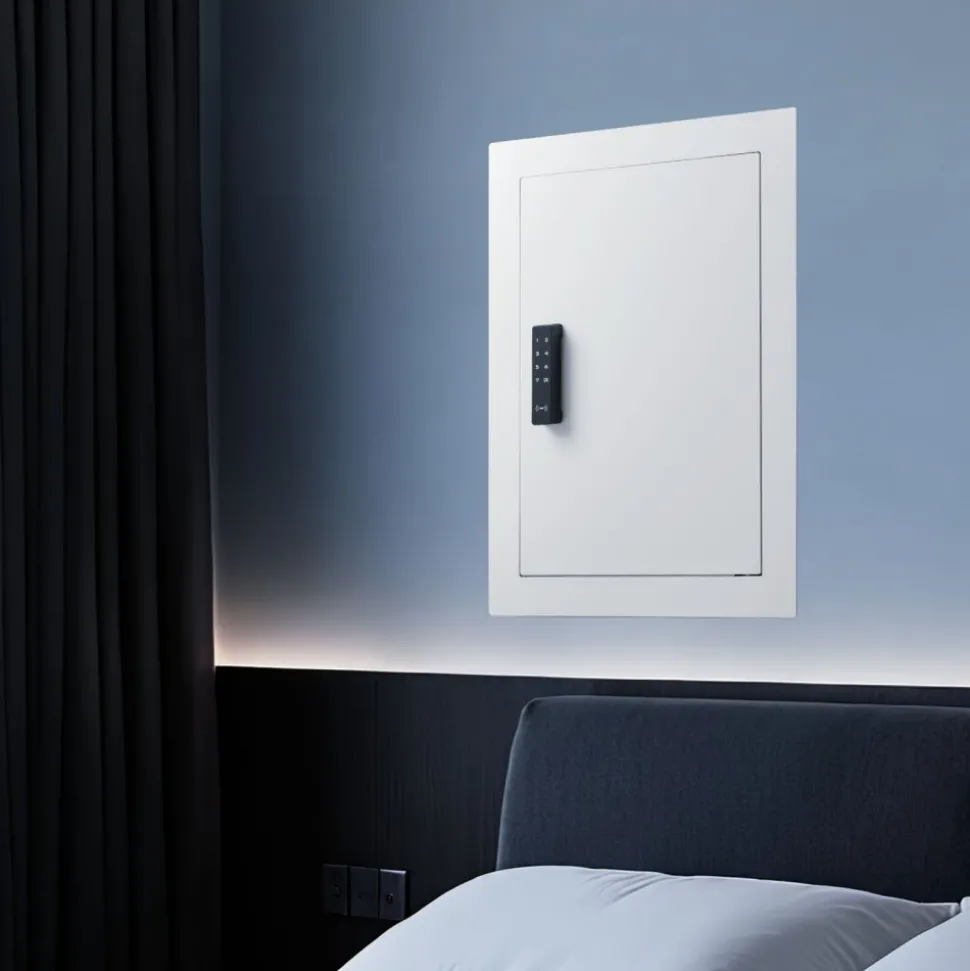 VEVOR 0.83 sq.ft Wall Safe, 3-Tier Hidden Wall Safe with Password, Key & Turning Knob, Q235 Cold-Rolled Steel In-Wall Box with Adjustable Shelves & Mounting Holes for Money, Jewelry, Passport, White