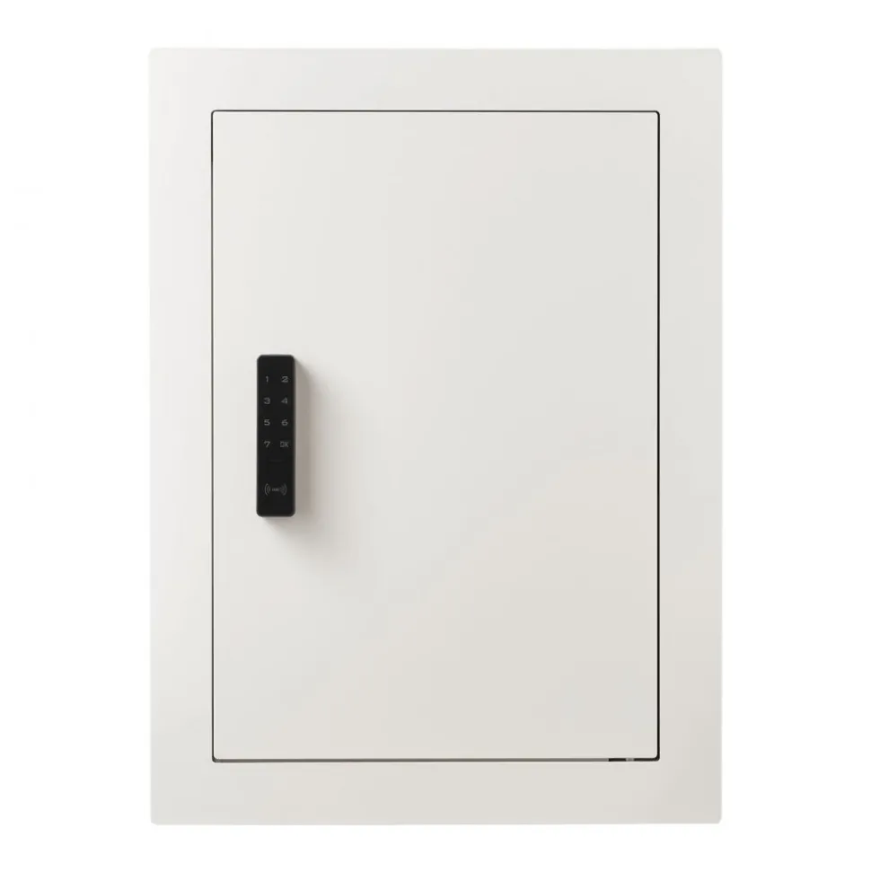 VEVOR 0.83 sq.ft Wall Safe, 3-Tier Hidden Wall Safe with Password, Key & Turning Knob, Q235 Cold-Rolled Steel In-Wall Box with Adjustable Shelves & Mounting Holes for Money, Jewelry, Passport, White