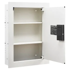 VEVOR 0.83 sq.ft Wall Safe, 3-Tier Hidden Wall Safe with Password, Key & Turning Knob, Q235 Cold-Rolled Steel In-Wall Box with Adjustable Shelves & Mounting Holes for Money, Jewelry, Passport, White