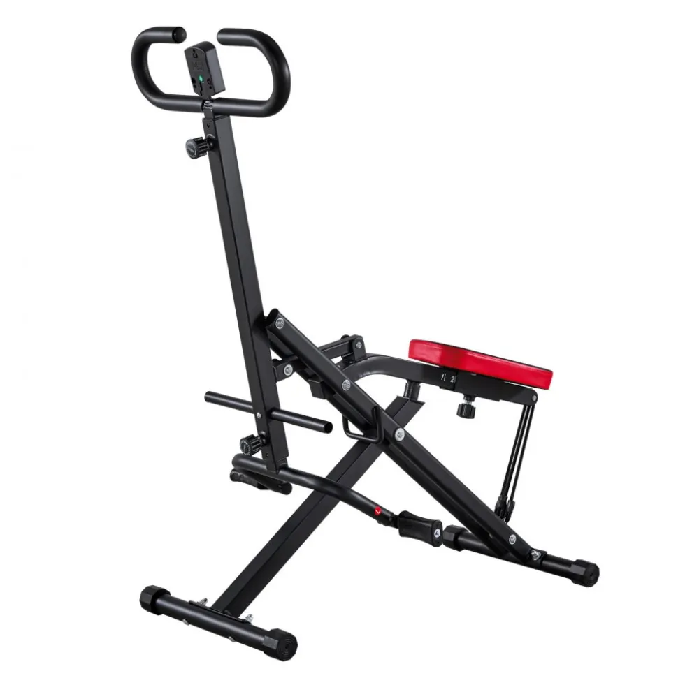 VEVOR Squat Machine, Deep Squat Rowing Machine for Home, Easy Setup & Foldable Exercise Equipment, Glute Trainer Machine with 3 High-Strength Resistance Bands, Glutes & Leg Home Workout Machine, Black
