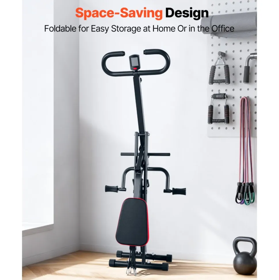 VEVOR Squat Machine, Deep Squat Rowing Machine for Home, Easy Setup & Foldable Exercise Equipment, Glute Trainer Machine with 3 High-Strength Resistance Bands, Glutes & Leg Home Workout Machine, Black